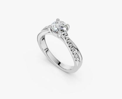VELARA - Solitaire Ring with Twisted Pavé Band AG & CO Jewellery