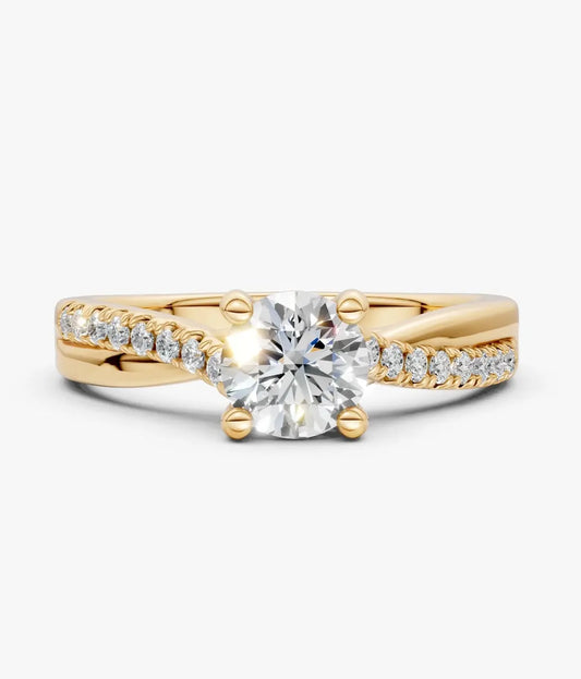 VELARA - Solitaire Ring with Twisted Pavé Band AG & CO Jewellery