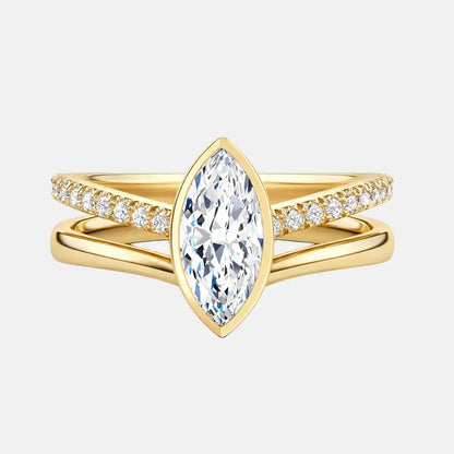 VIVIAN Marquise Bezel Pavé Ring Set AG & CO Jewellery