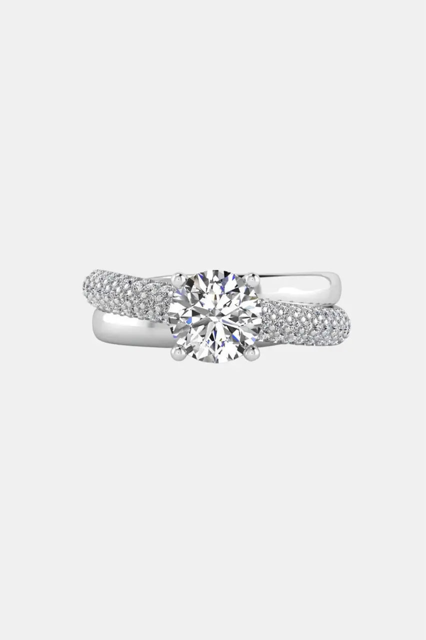 VIVIE - Solitaire with 3D French Pave twist AG & CO Jewellery