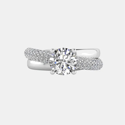 VIVIE - Solitaire with 3D French Pave twist AG & CO Jewellery