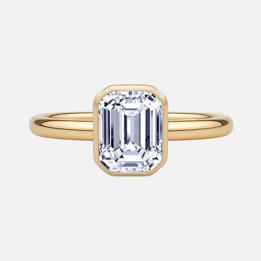 VIVIENNE emerald bezel solitaire ring AG & CO Jewellery