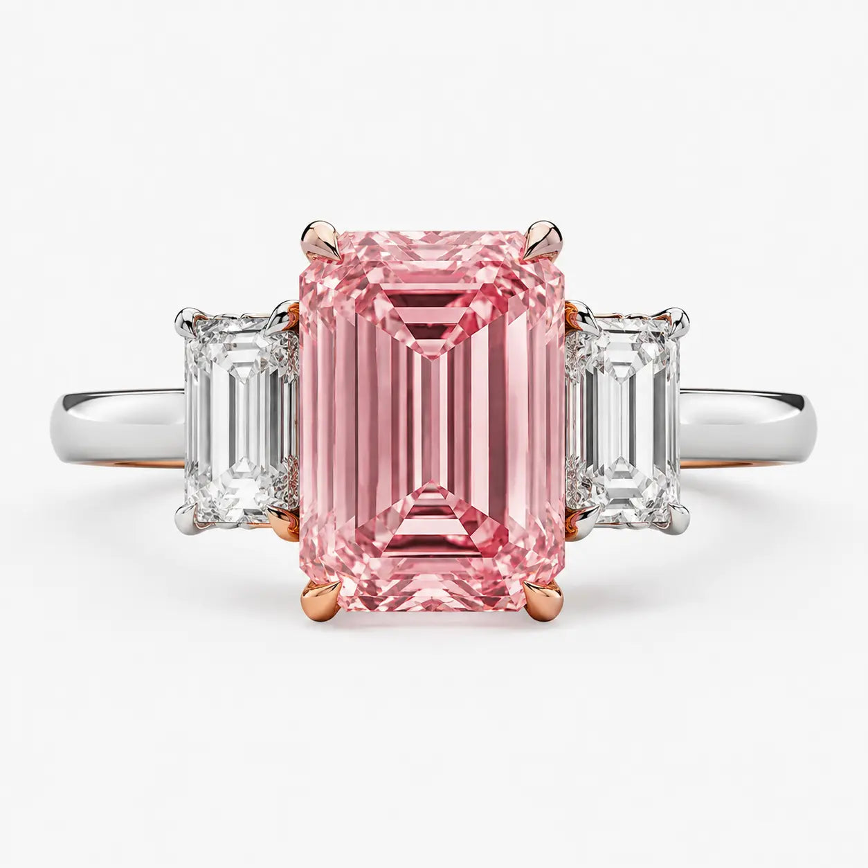 valentina emerald pink lab-grown diamond three stone ring