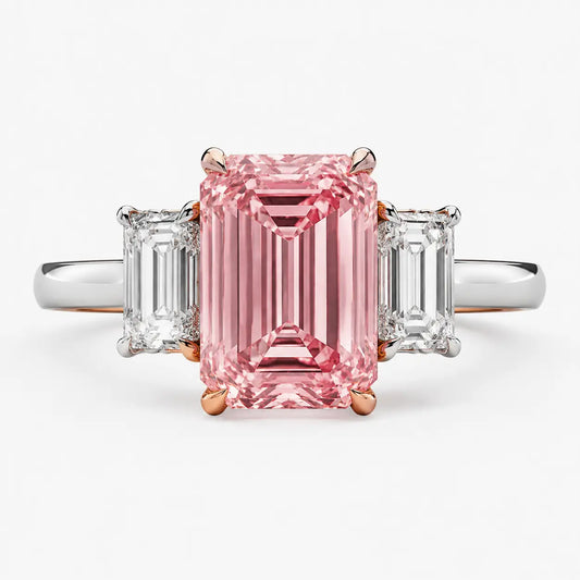 Valentina Emerald Pink Lab-Grown Diamond Three Stone Ring