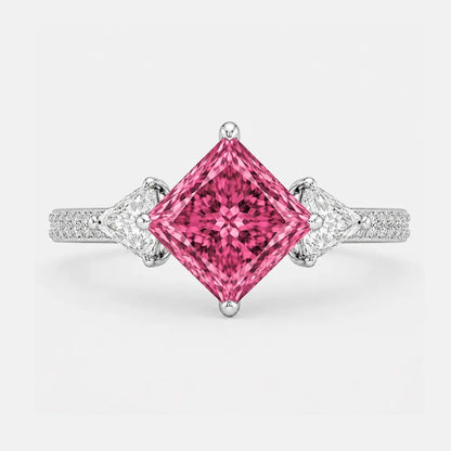 Vespera Kite-Set Princess Pink Diamond Trilogy Pavé Ring AG & CO Jewellery