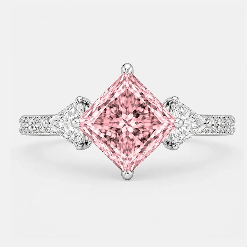 vespera kite-set princess pink diamond trilogy pavé ring ag & co jewellery