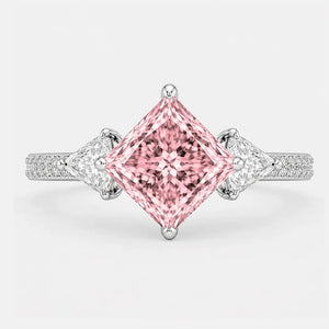 Vespera Kite-Set Princess Pink Diamond Trilogy Pavé Ring