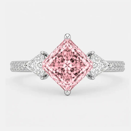 Vespera Kite-Set Princess Pink Diamond Trilogy Pavé Ring AG & CO Jewellery