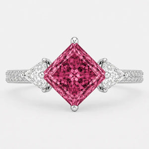 Vespera Kite-Set Princess Pink Diamond Trilogy Pavé Ring