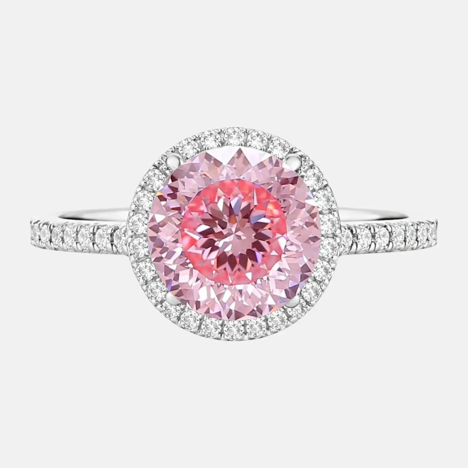 Vivid Fancy Pink Portuguese Cut Diamond Halo Engagement Ring AG & CO Jewellery
