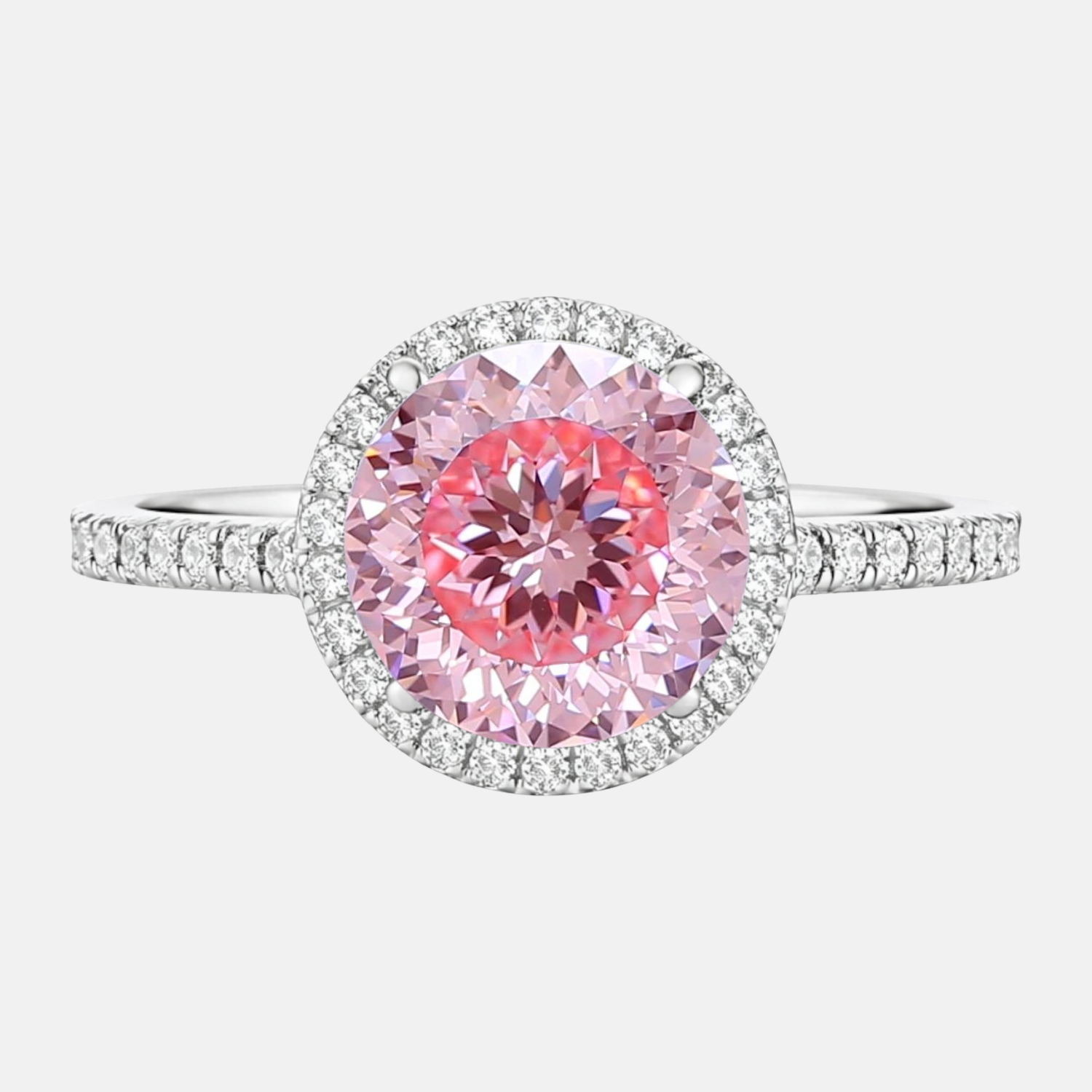 Vivid Fancy Pink Portuguese Cut Diamond Halo Engagement Ring AG & CO Jewellery