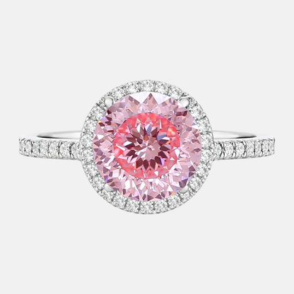Vivid Fancy Pink Portuguese Cut Diamond Halo Engagement Ring AG & CO Jewellery