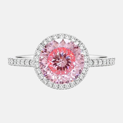 Vivid Fancy Pink Portuguese Cut Diamond Halo Engagement Ring AG & CO Jewellery