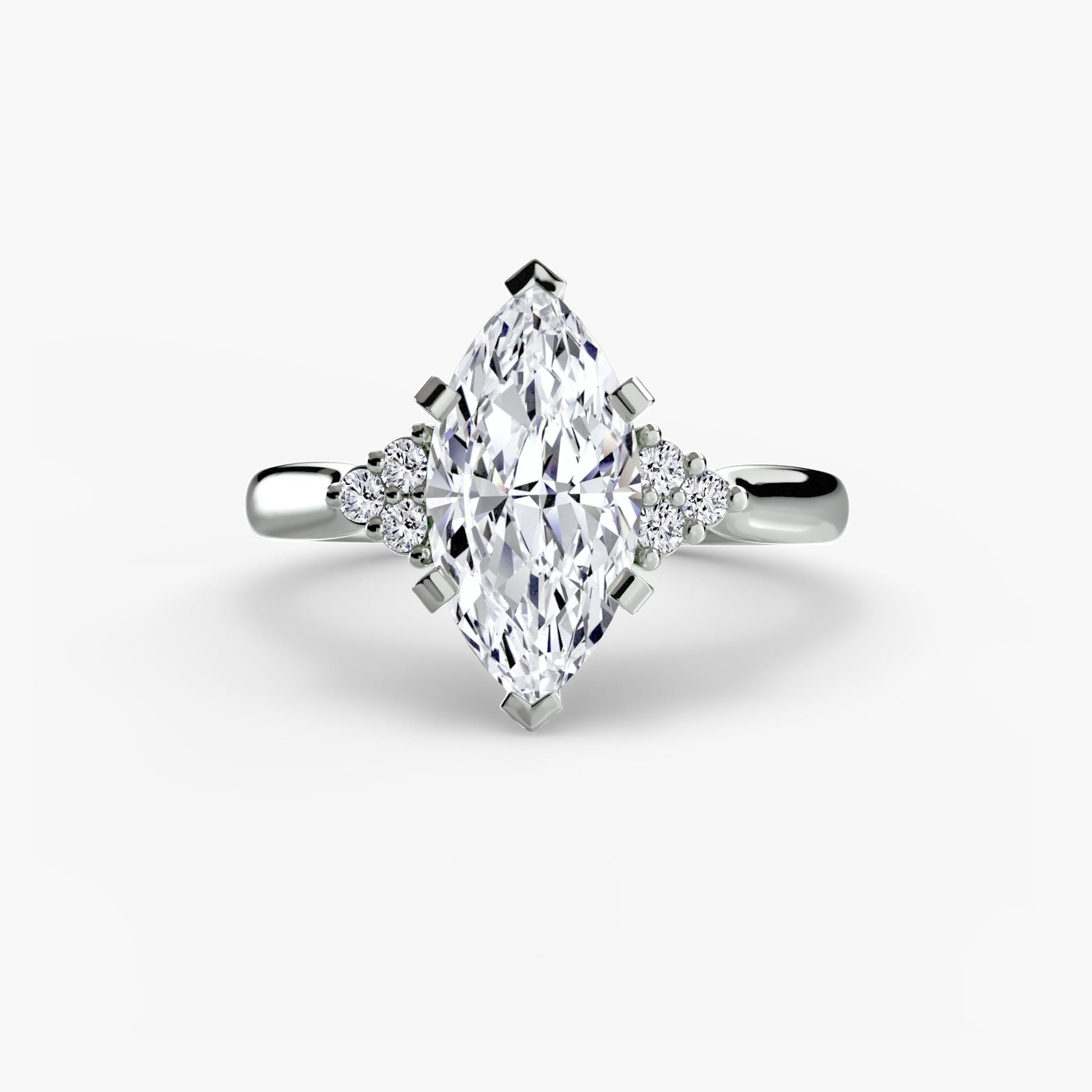 Solitaire with Cluster Shoulders 2 AG & CO Jewellery