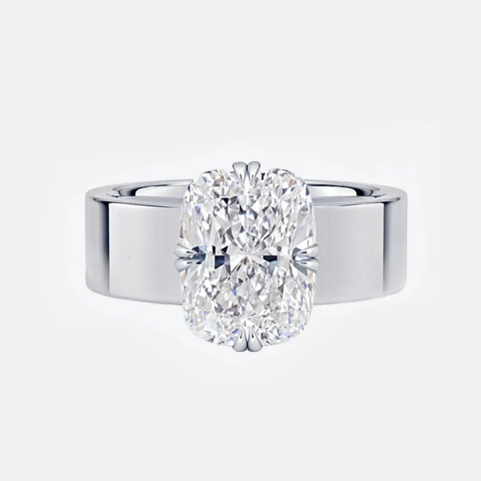 LIVIA – Cushion Cut Cigar Band Double Compass Prong Solitaire AG & CO Jewellery