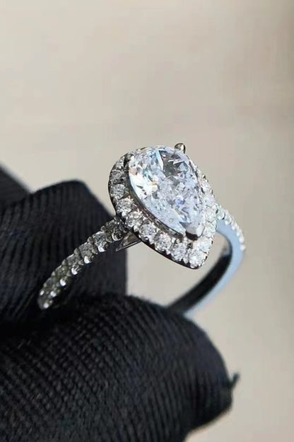 2.00 Carat Moissanite Pear Shape Ring with Halo