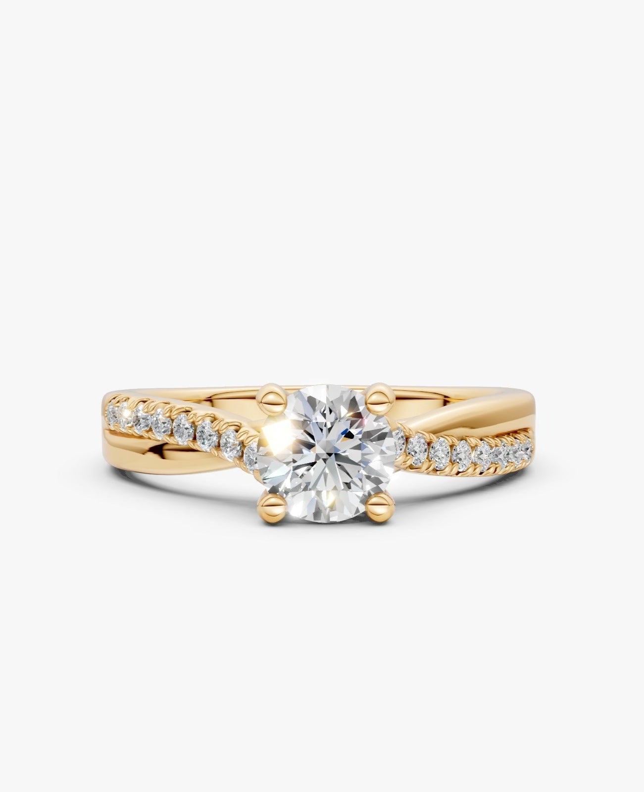VELARA - Solitaire Ring with Twisted Pavé Band AG & CO Jewellery