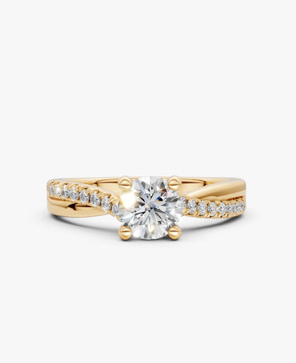 VELARA - Solitaire Ring with Twisted Pavé Band AG & CO Jewellery
