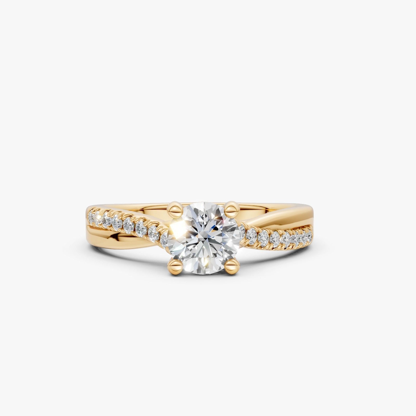 VELARA - Solitaire Ring with Twisted Pavé Band AG & CO Jewellery