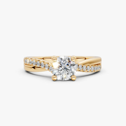 VELARA - Solitaire Ring with Twisted Pavé Band AG & CO Jewellery