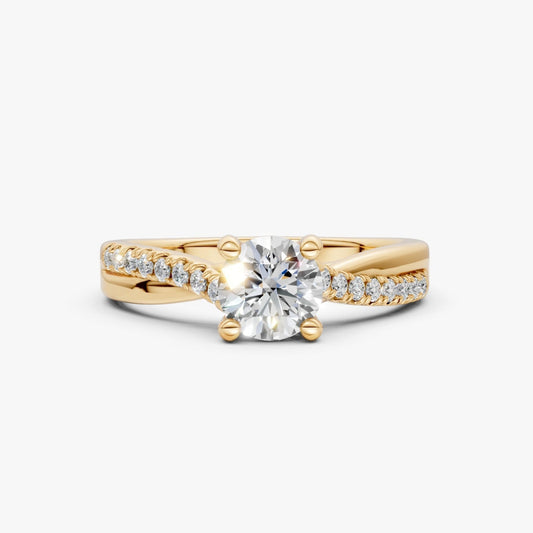 VELARA - Solitaire Ring with Twisted Pavé Band AG & CO Jewellery