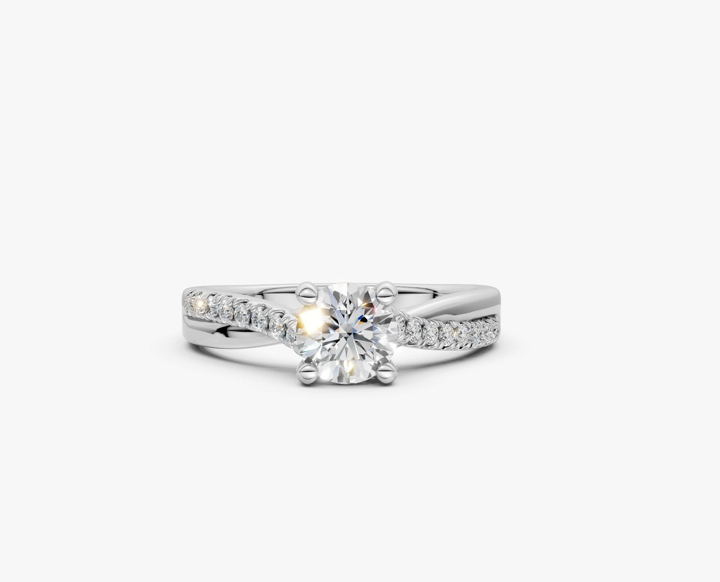 velara - solitaire ring with twisted pavé band ag & co jewellery