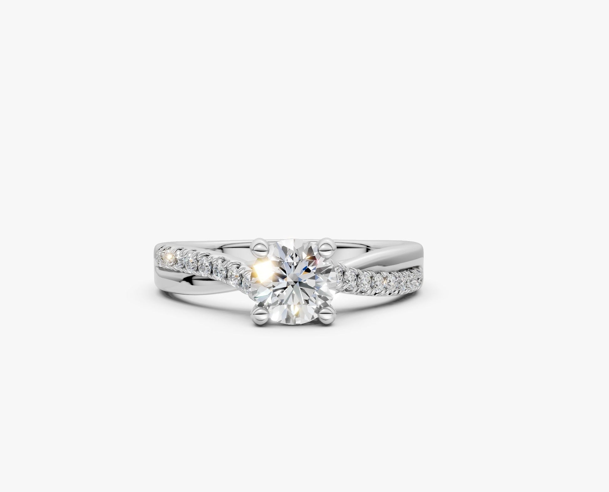 VELARA - Solitaire Ring with Twisted Pavé Band AG & CO Jewellery