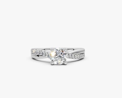 VELARA - Solitaire Ring with Twisted Pavé Band AG & CO Jewellery