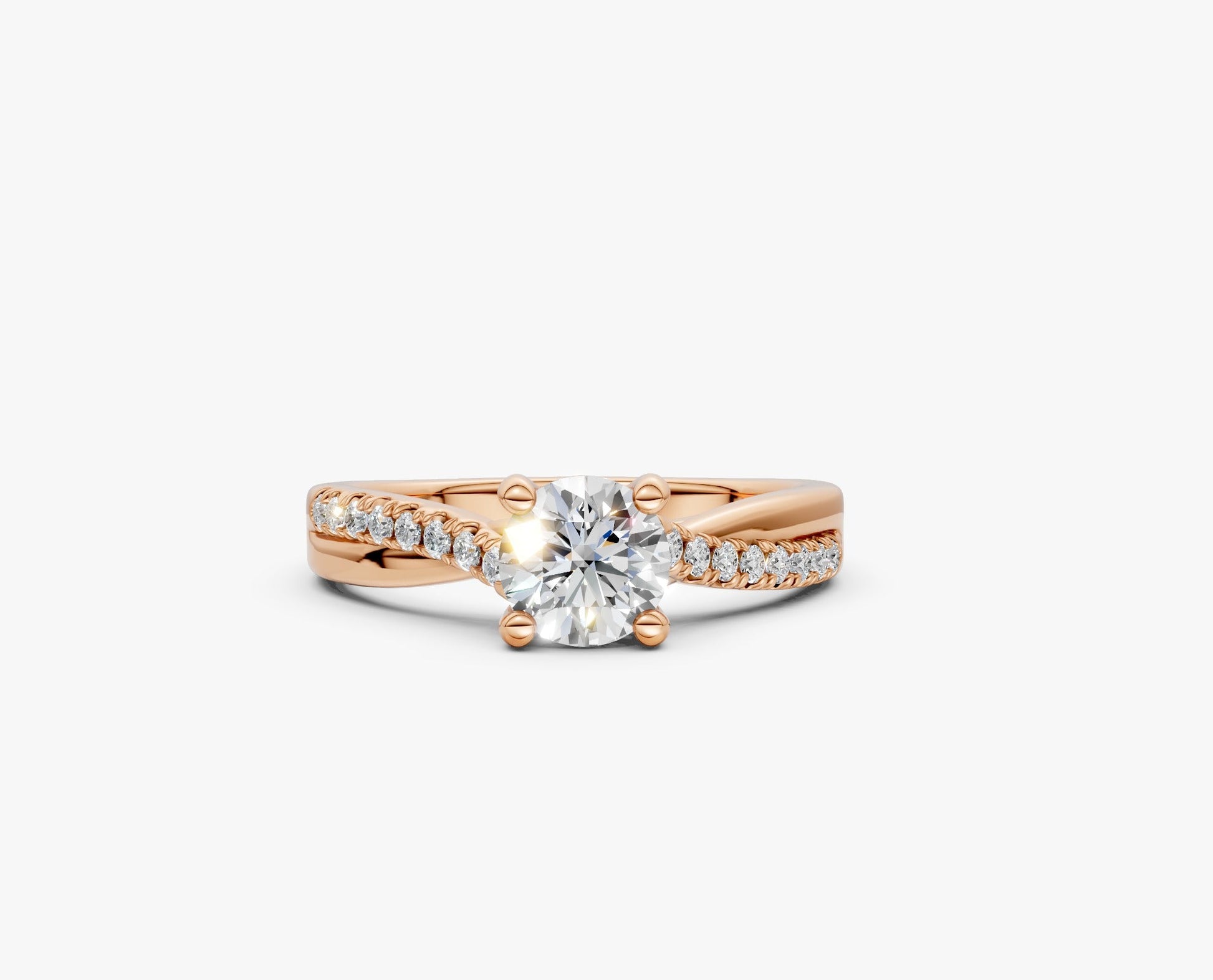 VELARA - Solitaire Ring with Twisted Pavé Band AG & CO Jewellery