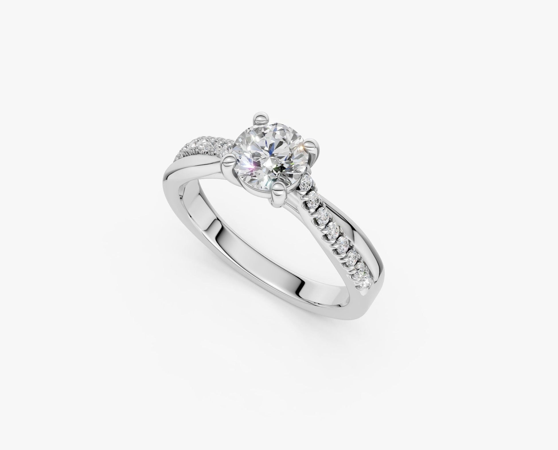 VELARA - Solitaire Ring with Twisted Pavé Band AG & CO Jewellery
