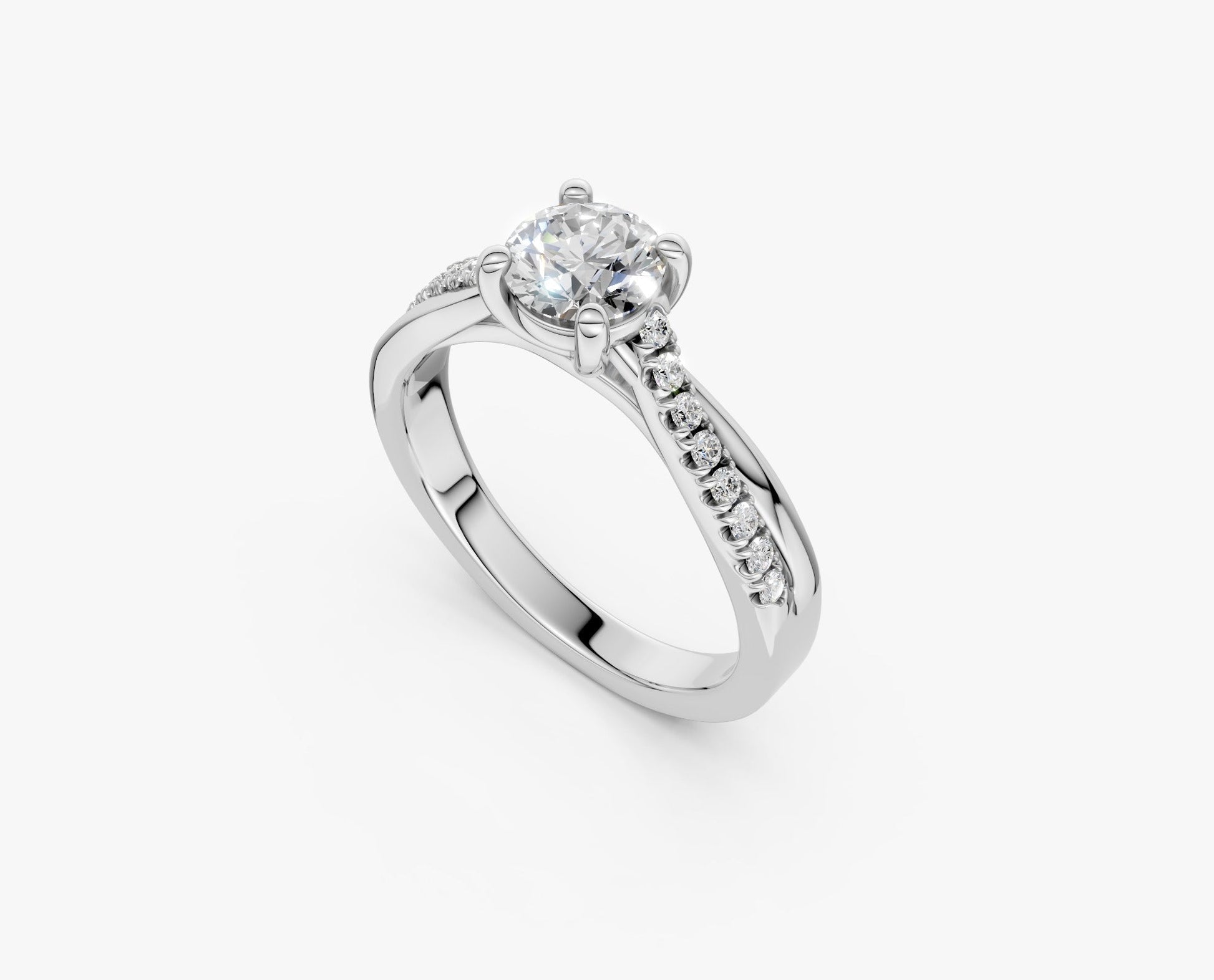 VELARA - Solitaire Ring with Twisted Pavé Band AG & CO Jewellery