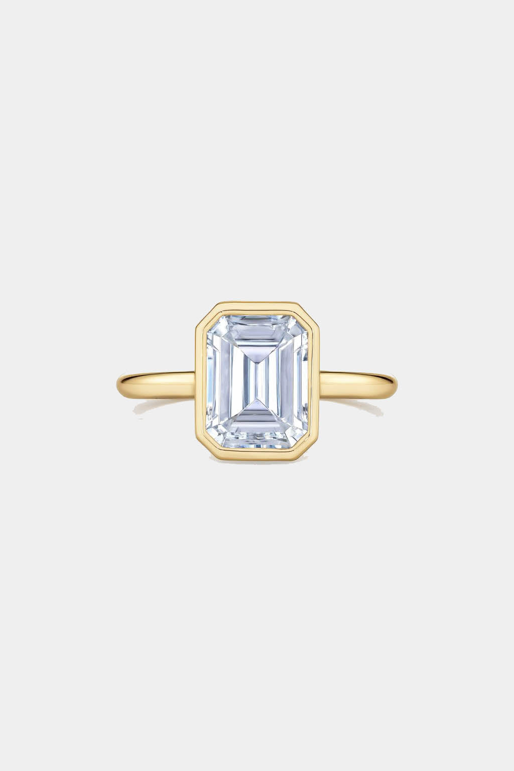 Bezel Emerald Engagement Ring 18K Solid Yellow Gold AG & CO Jewellery