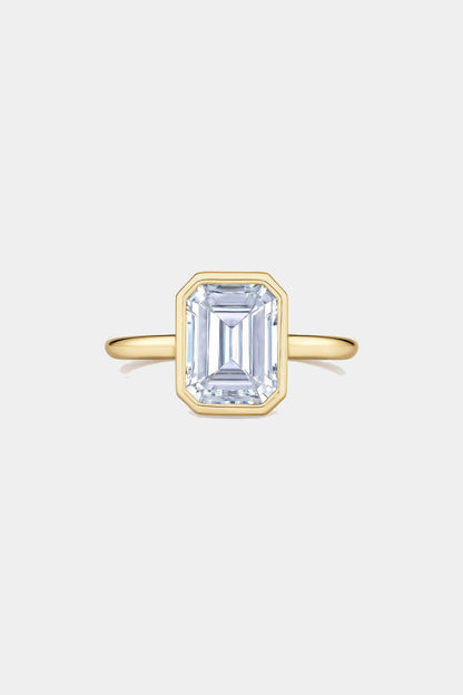 Bezel Emerald Engagement Ring 18K Solid Yellow Gold AG & CO Jewellery