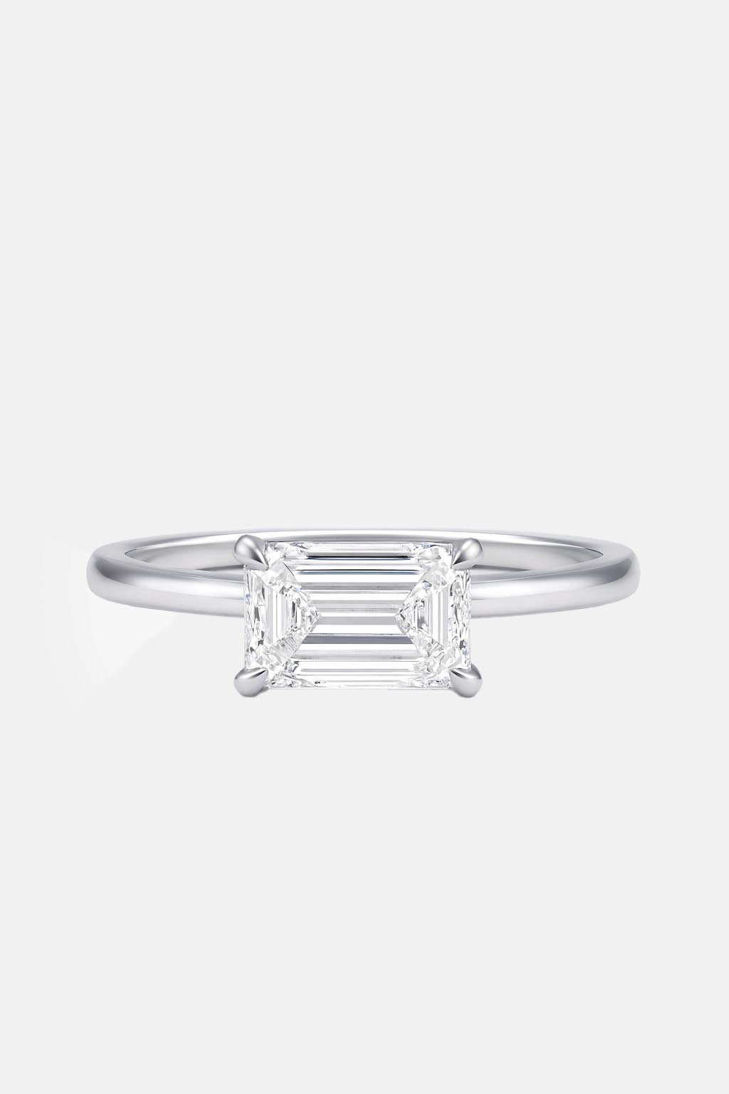 harriet - east west emerald solitaire engagement ring yellow gold ag & co jewellery
