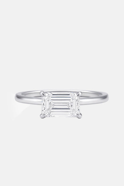 Harriet - East West Emerald Solitaire Engagement Ring Yellow Gold AG & CO Jewellery
