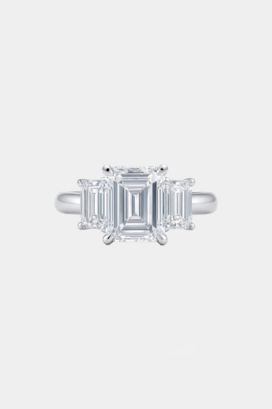 VIVARA – Emerald Cut Three-Stone Engagement Ring Setting in Yellow Gold AG & CO Jewellery