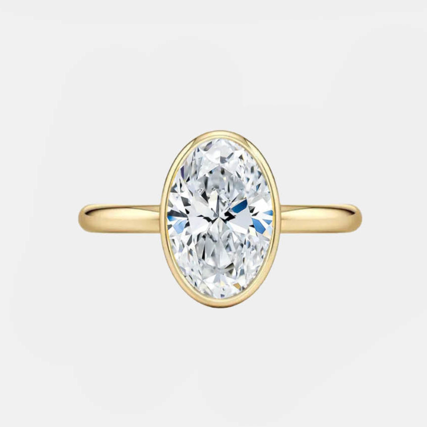 Oval Bezel Solitaire Diamond Engagement Ring AG & CO Jewellery