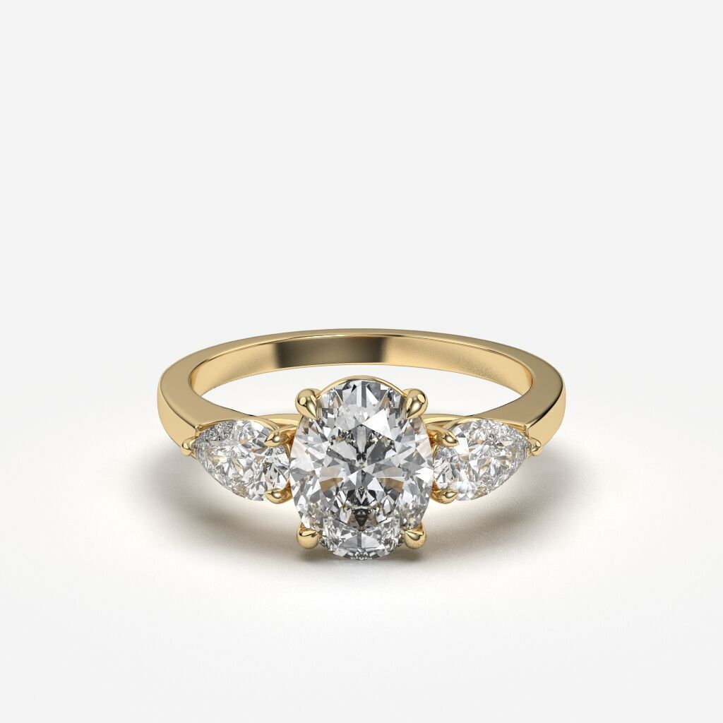 Olivia - Oval Trilogy Diamond Engagement Ring with Pear Side Stones AG & CO Jewellery