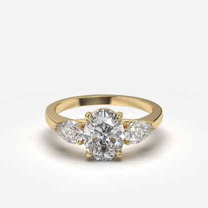 Olivia - Oval Trilogy Diamond Engagement Ring with Pear Side Stones AG & CO Jewellery