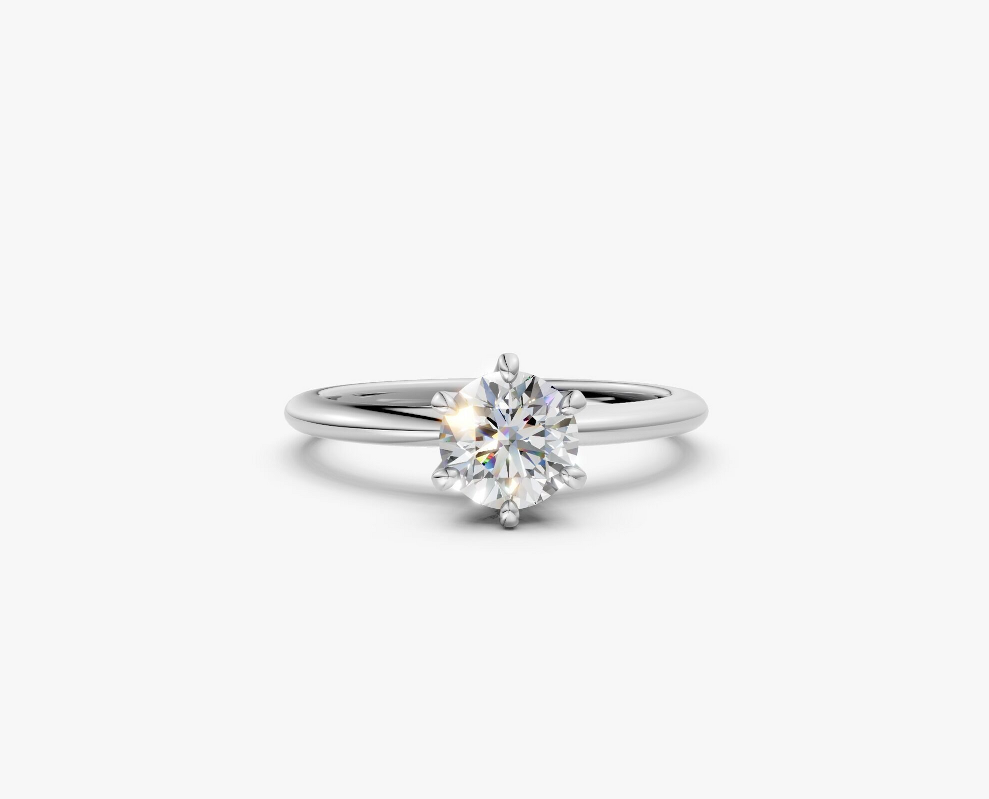6 Prong Round Solitaire Engagement Ring 18K Solid Yellow Gold AG & CO Jewellery