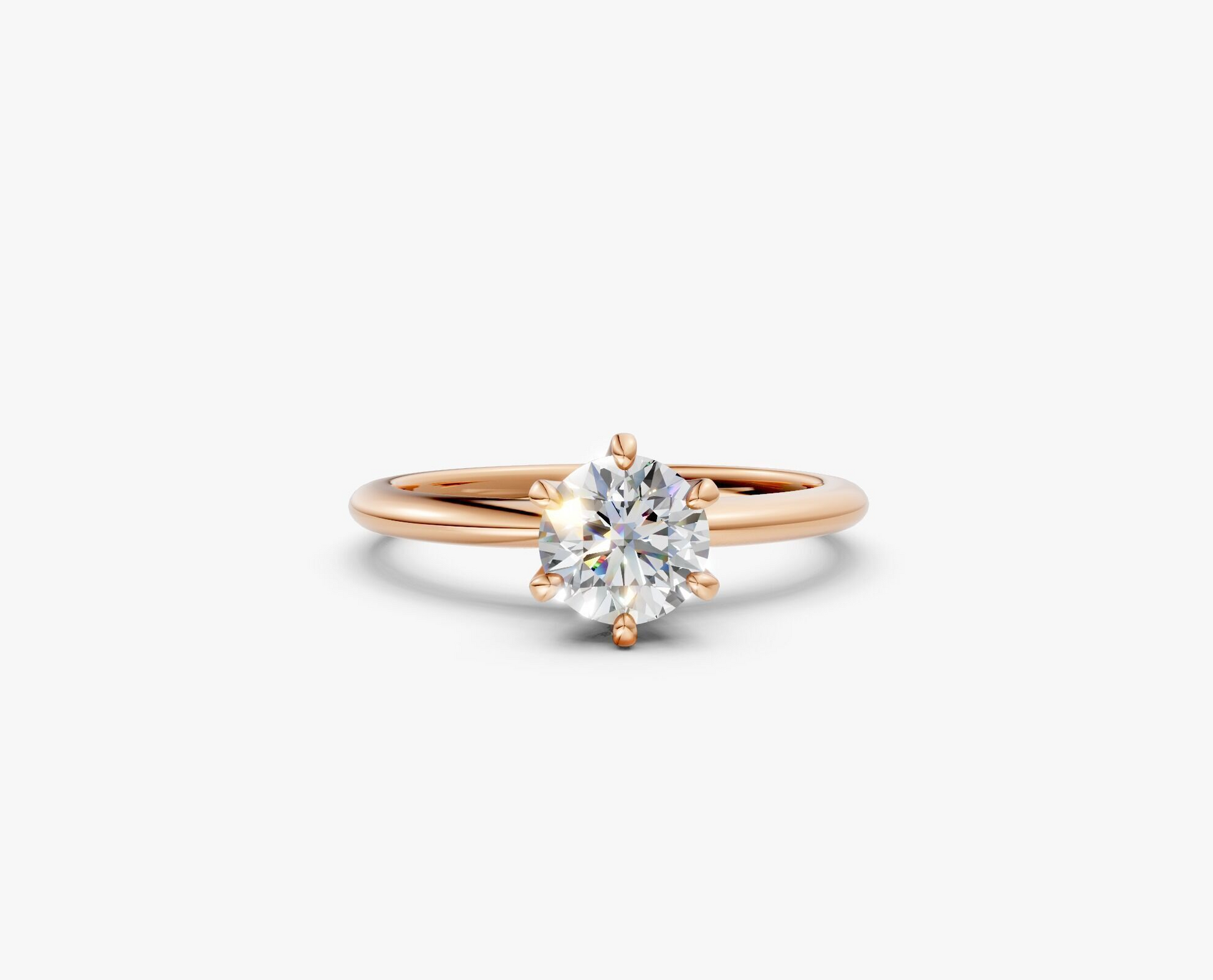6 Prong Round Solitaire Engagement Ring 18K Solid Yellow Gold AG & CO Jewellery