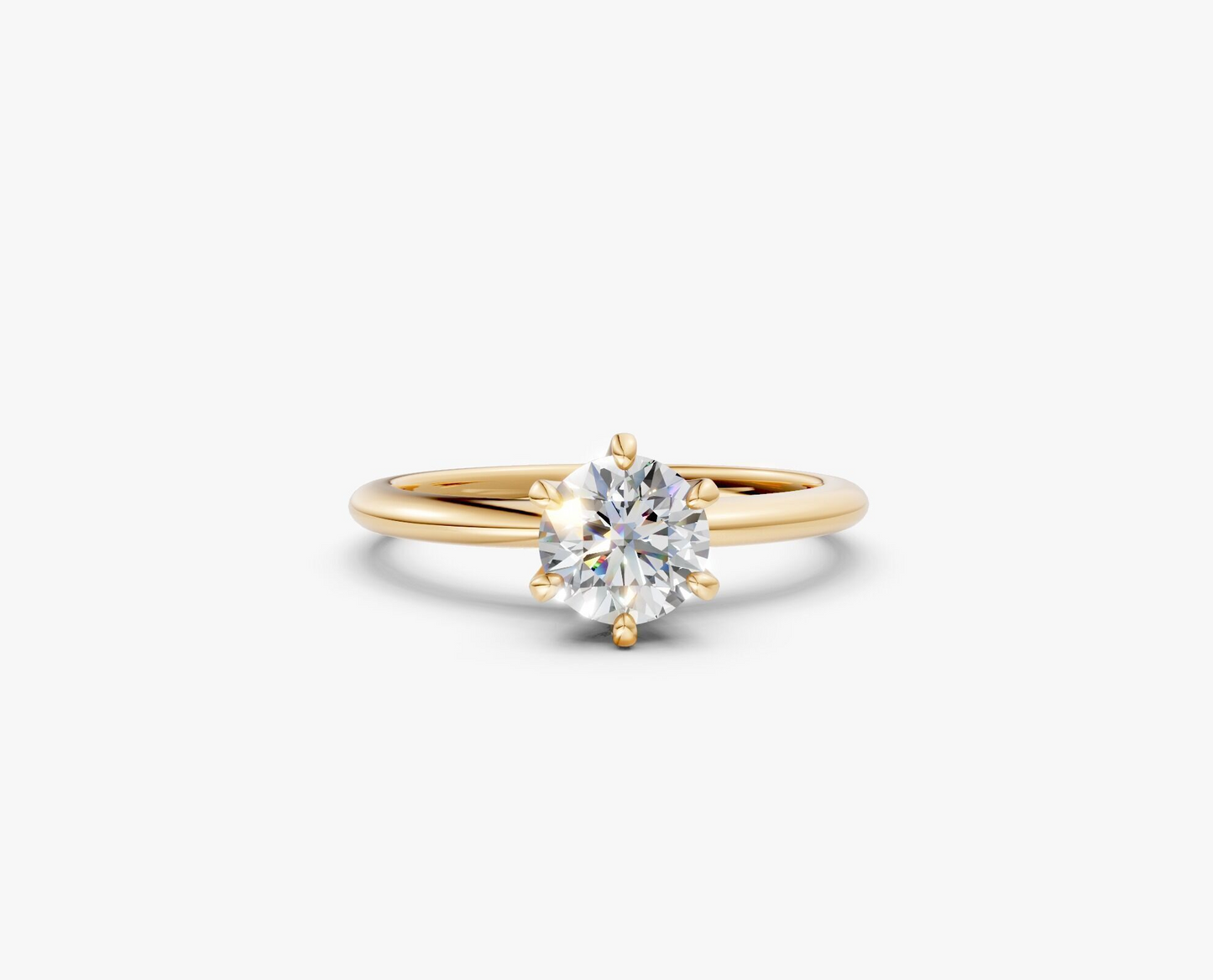 6 prong round solitaire engagement ring 18k solid yellow gold ag & co jewellery