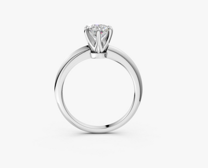 6 Prong Round Solitaire Engagement Ring 18K Solid Yellow Gold AG & CO Jewellery