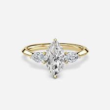 2.00CT Marquise Trilogy Lab Diamond Engagement Ring with Pear Side Stones 14K Gold (E Color, VS1, IGI) AG & CO Jewellery