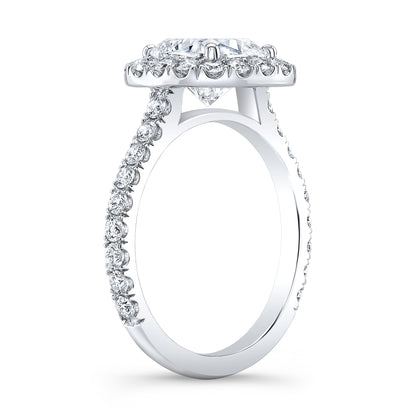 Oval Halo with Pavé Lab Grown Diamond Engagement Ring 18K White Gold