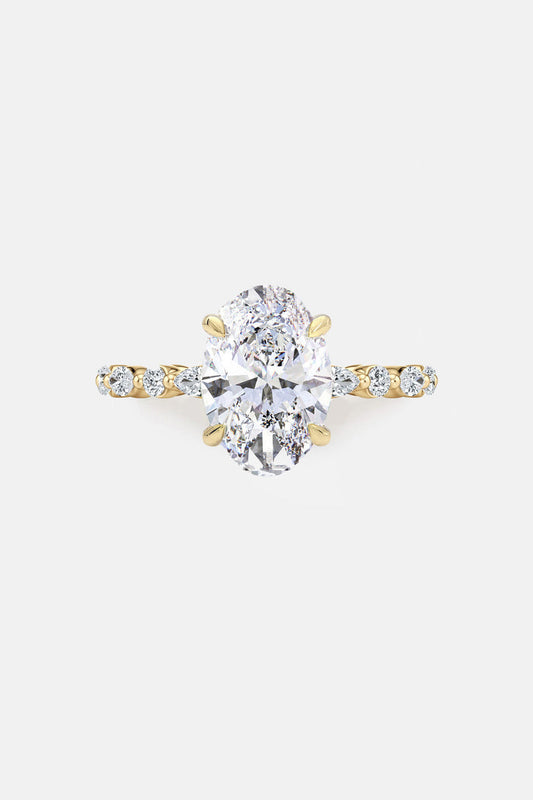 ADELINA - Oval Diamond Engagement Ring With Marquise & Round Band Accents AG & CO Jewellery