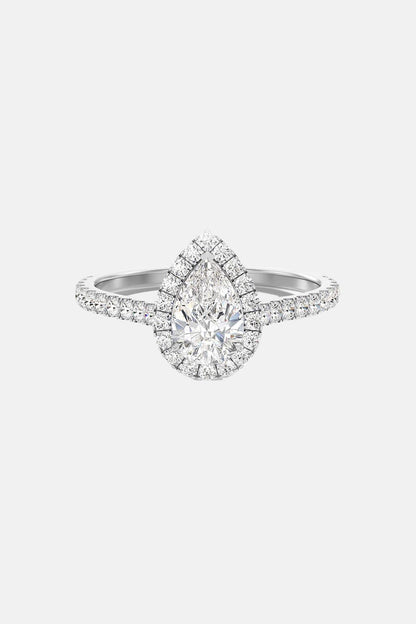 Penelope - Halo Pear Lab-Grown Diamond Engagement Ring with Pavé Band AG & CO Jewellery