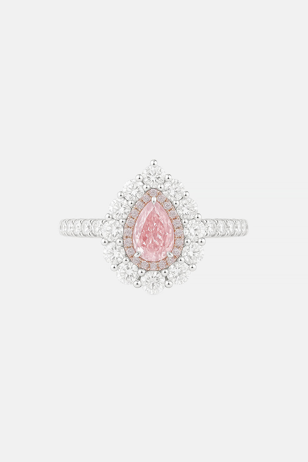 SERAPHINA - Pink Pear Double Halo Ring AG & CO Jewellery