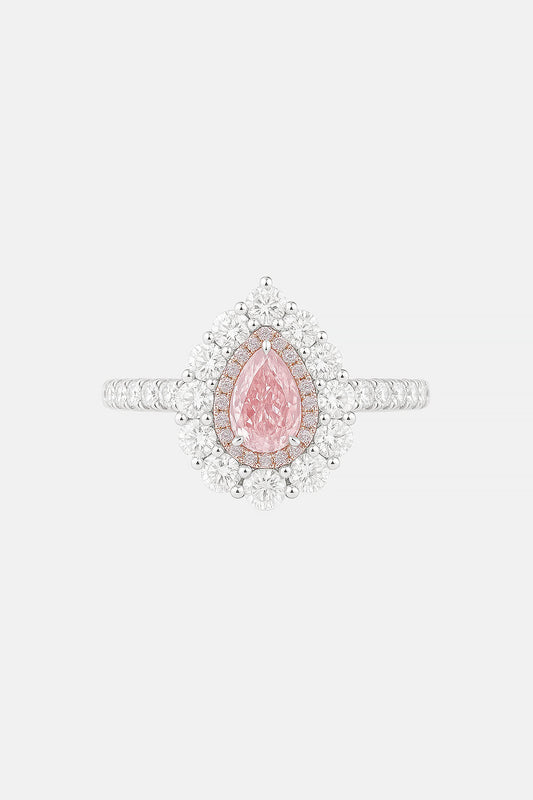 SERAPHINA - Pink Pear Double Halo Ring AG & CO Jewellery