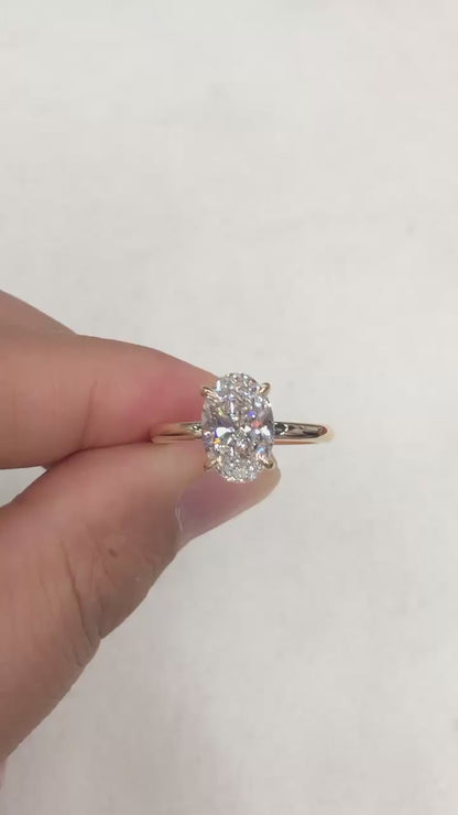 2.28CT Oval Brilliant Lab Grown Diamond Solitaire Ring – 14k Yellow Gold